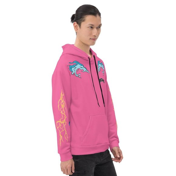 PokeGang Unisex Light Pink Long Sleeve Kangaroo Pocket Pullover Trio Hoodie - Picture 3 of 6